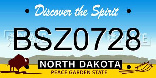 BSZ0728 North Dakota License Plate