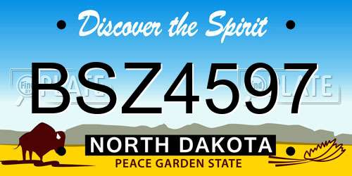 BSZ4597 North Dakota License Plate