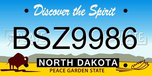 BSZ9986 North Dakota License Plate