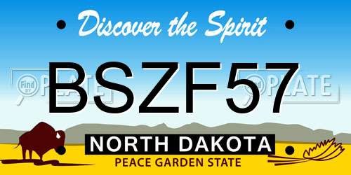 BSZF57 North Dakota License Plate