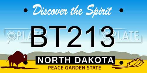 BT213 North Dakota License Plate
