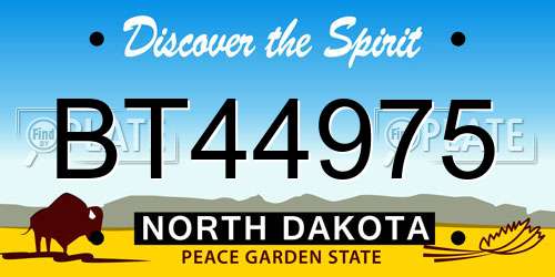 BT44975 North Dakota License Plate