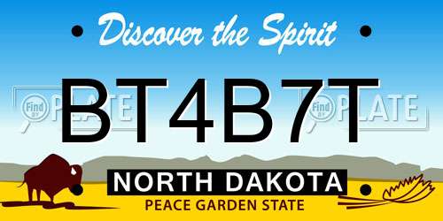 BT4B7T North Dakota License Plate