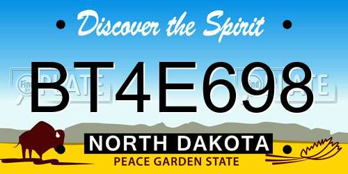 BT4E698 North Dakota License Plate
