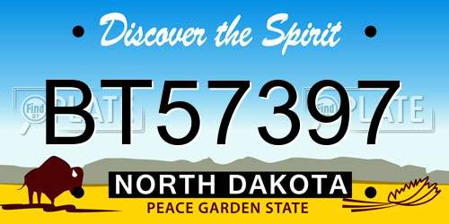 BT57397 North Dakota License Plate
