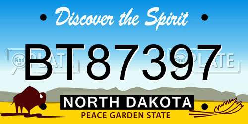 BT87397 North Dakota License Plate
