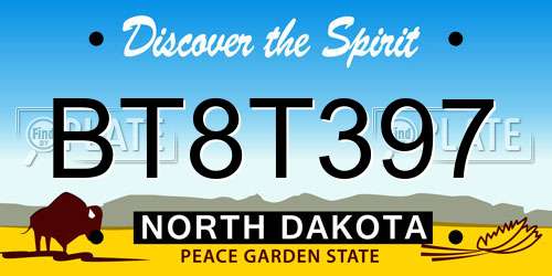 BT8T397 North Dakota License Plate