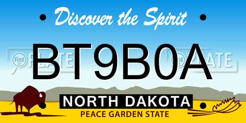 BT9B0A North Dakota License Plate