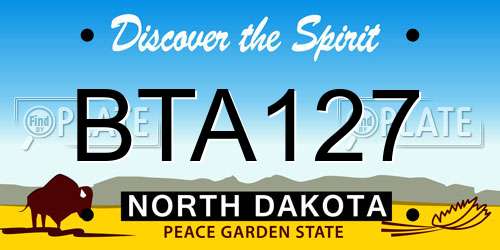 BTA127 North Dakota License Plate