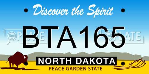 BTA165 North Dakota License Plate