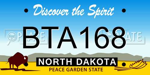 BTA168 North Dakota License Plate