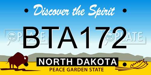 BTA172 North Dakota License Plate