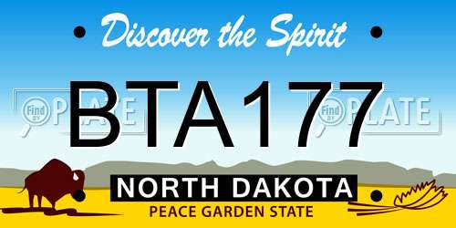 BTA177 North Dakota License Plate