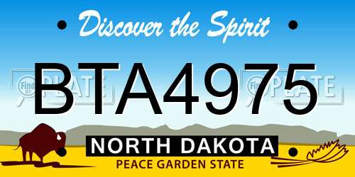 BTA4975 North Dakota License Plate