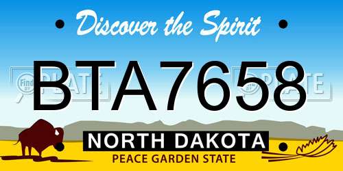 BTA7658 North Dakota License Plate
