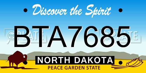 BTA7685 North Dakota License Plate
