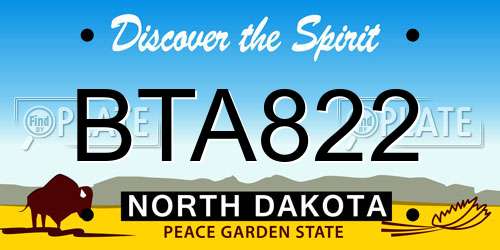 BTA822 North Dakota License Plate