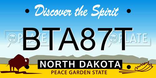 BTA87T North Dakota License Plate