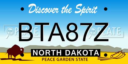 BTA87Z North Dakota License Plate