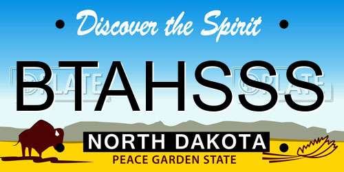 BTAHSSS North Dakota License Plate