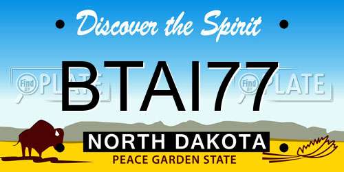 BTAI77 North Dakota License Plate