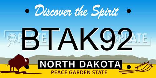 BTAK92 North Dakota License Plate