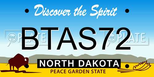 BTAS72 North Dakota License Plate