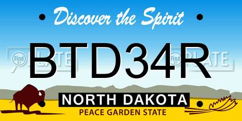 BTD34R North Dakota License Plate
