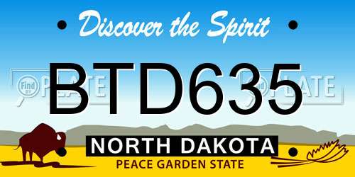 BTD635 North Dakota License Plate