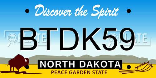 BTDK59 North Dakota License Plate