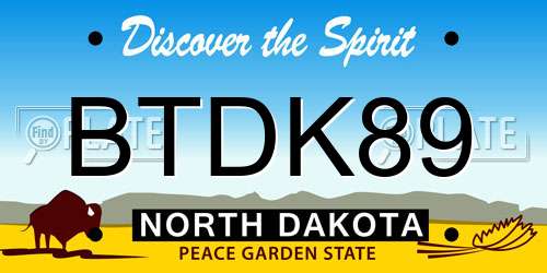 BTDK89 North Dakota License Plate