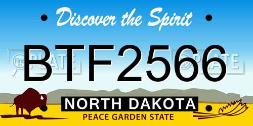 BTF2566 North Dakota License Plate