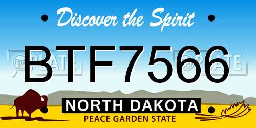 BTF7566 North Dakota License Plate