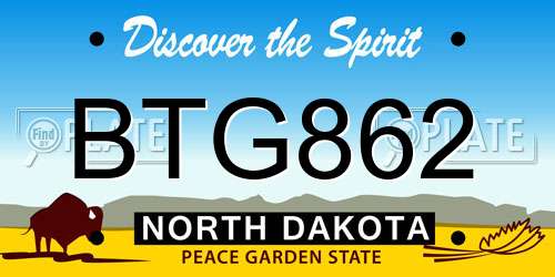 BTG862 North Dakota License Plate