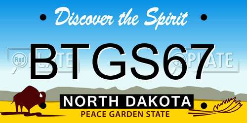 BTGS67 North Dakota License Plate