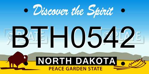 BTH0542 North Dakota License Plate