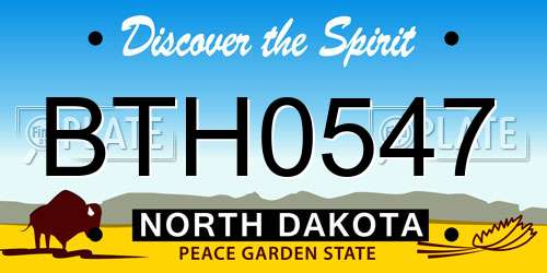 BTH0547 North Dakota License Plate