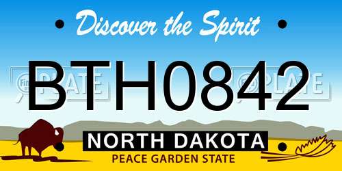 BTH0842 North Dakota License Plate