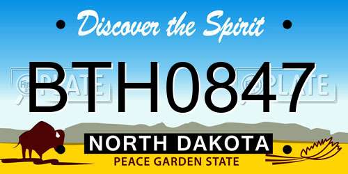 BTH0847 North Dakota License Plate