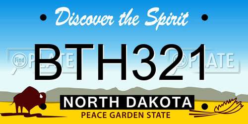 BTH321 North Dakota License Plate