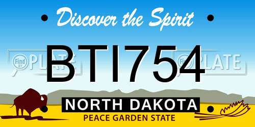 BTI754 North Dakota License Plate