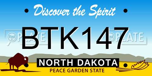 BTK147 North Dakota License Plate