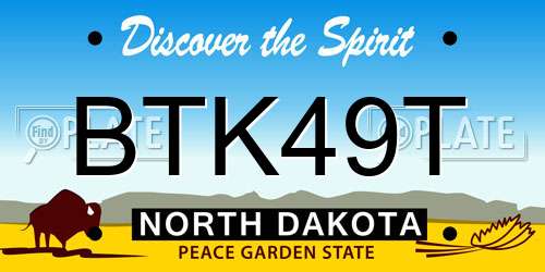 BTK49T North Dakota License Plate