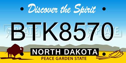 BTK8570 North Dakota License Plate