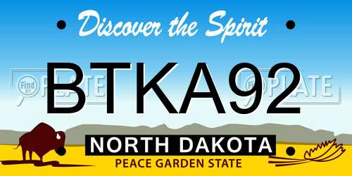 BTKA92 North Dakota License Plate