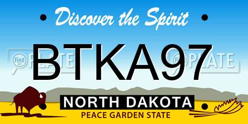 BTKA97 North Dakota License Plate