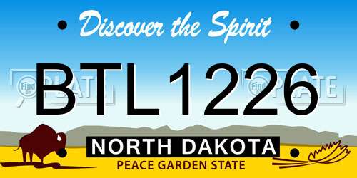 BTL1226 North Dakota License Plate
