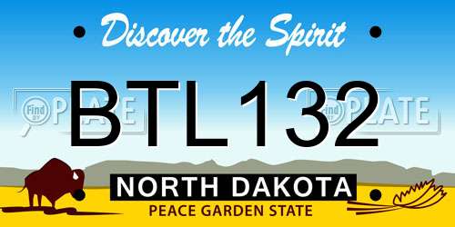 BTL132 North Dakota License Plate