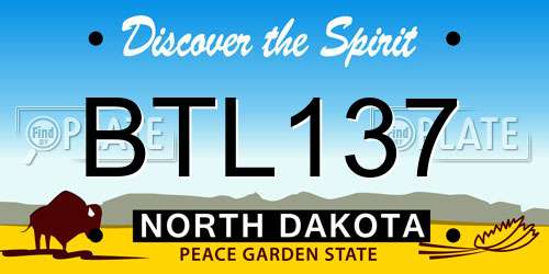 BTL137 North Dakota License Plate