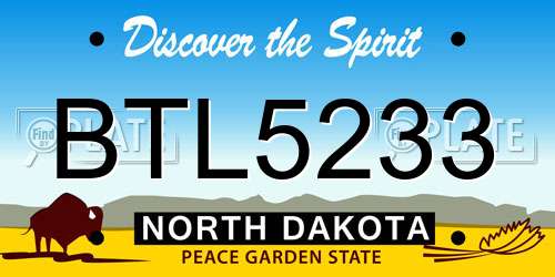 BTL5233 North Dakota License Plate
